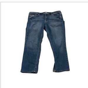 White House Black Market Slim Crop Rhinestone Denim Blue Jeans Women’s Size 14